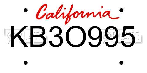 KB3O995 California License Plate