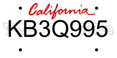 KB3Q995 California License Plate