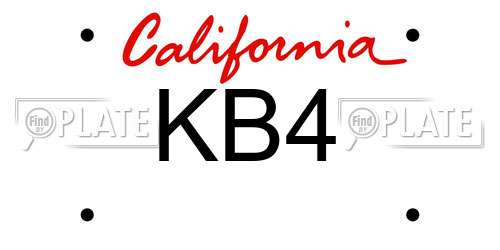 KB4 California License Plate