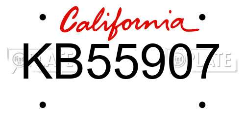 KB55907 California License Plate