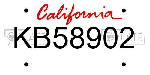 KB58902 California License Plate