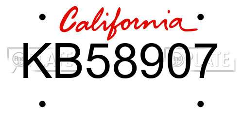 KB58907 California License Plate