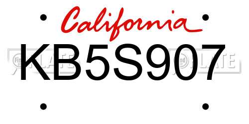 KB5S907 California License Plate