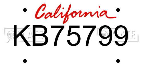 KB75799 California License Plate