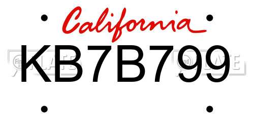 KB7B799 California License Plate