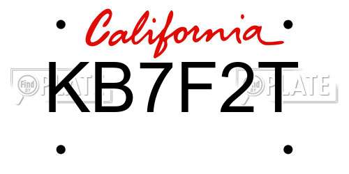 KB7F2T California License Plate