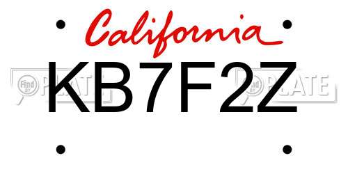 KB7F2Z California License Plate