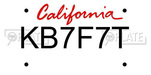 KB7F7T California License Plate