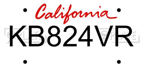 KB824VR California License Plate