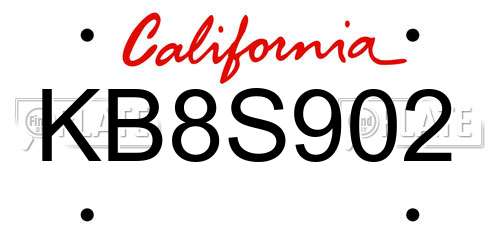 KB8S902 California License Plate