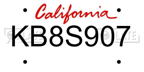 KB8S907 California License Plate