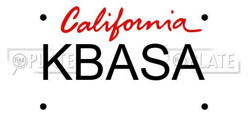 KBASA California License Plate