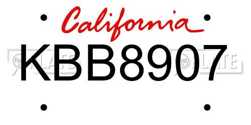 KBB8907 California License Plate