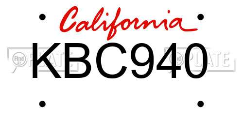 KBC940 California License Plate