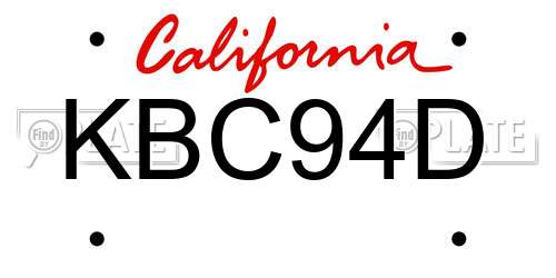 KBC94D California License Plate