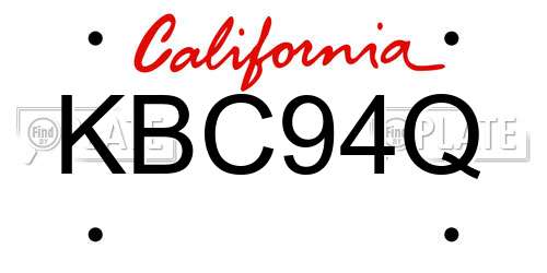 KBC94Q California License Plate