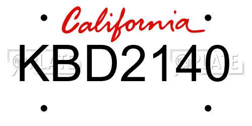 KBD2140 California License Plate