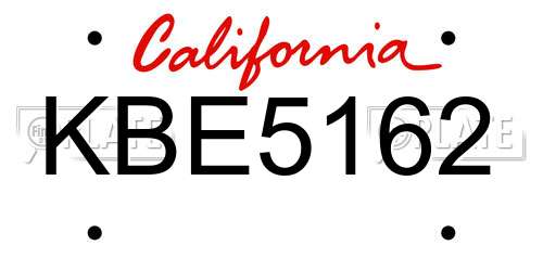 KBE5162 California License Plate