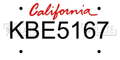 KBE5167 California License Plate