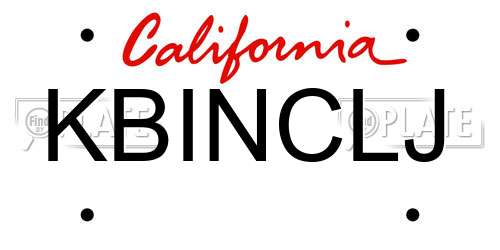 KBINCLJ California License Plate
