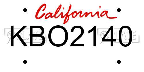 KBO2140 California License Plate