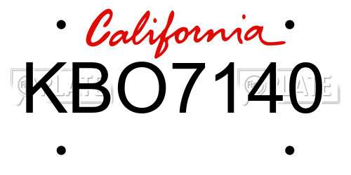 KBO7140 California License Plate