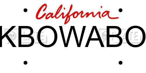 KBOWABO California License Plate