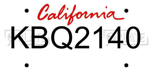KBQ2140 California License Plate