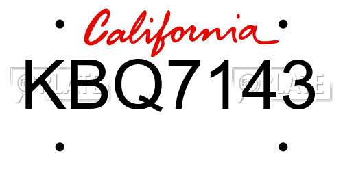 KBQ7143 California License Plate