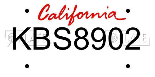 KBS8902 California License Plate