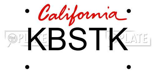 KBSTK California License Plate