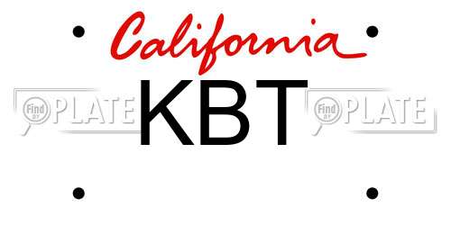 KBT California License Plate