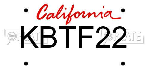 KBTF22 California License Plate