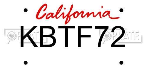KBTF72 California License Plate