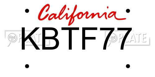 KBTF77 California License Plate