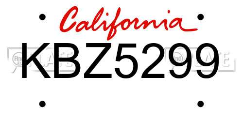 KBZ5299 California License Plate