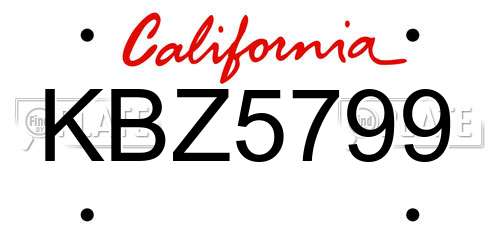 KBZ5799 California License Plate