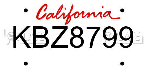 KBZ8799 California License Plate