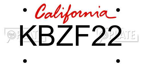 KBZF22 California License Plate