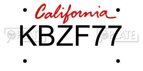 KBZF77 California License Plate