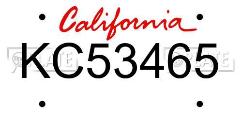 KC53465 California License Plate