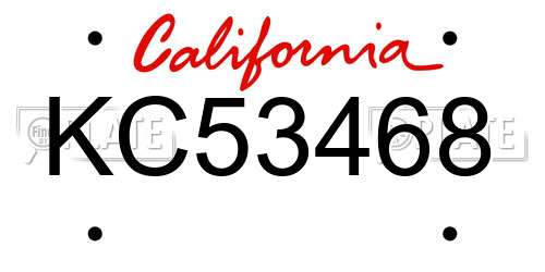 KC53468 California License Plate