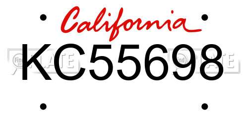 KC55698 California License Plate