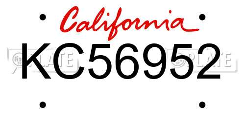 KC56952 California License Plate