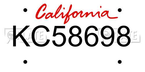 KC58698 California License Plate
