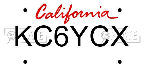 KC6YCX California License Plate