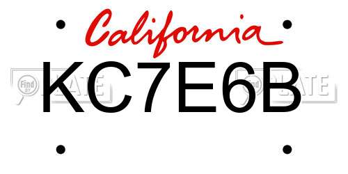 KC7E6B California License Plate