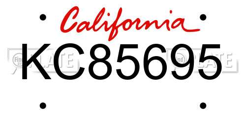 KC85695 California License Plate