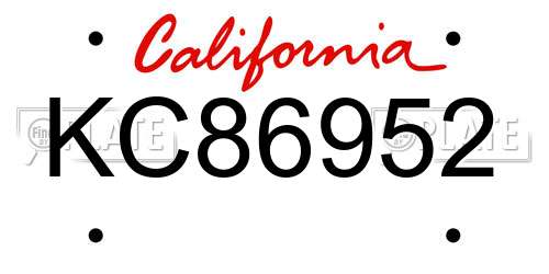 KC86952 California License Plate