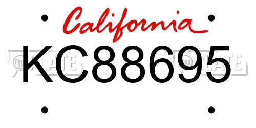 KC88695 California License Plate
